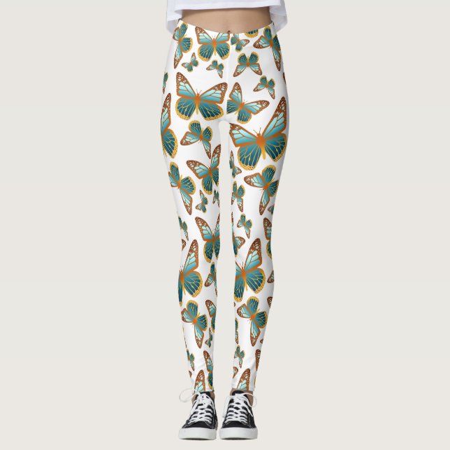 Leggings Motif papillon bleu dégradé (Devant)