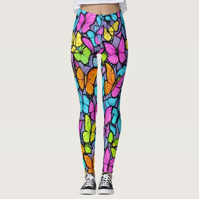 Leggings Motif papillon coloré (Devant)