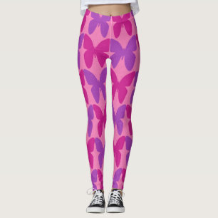 Leggings Motif papillon rose et violet