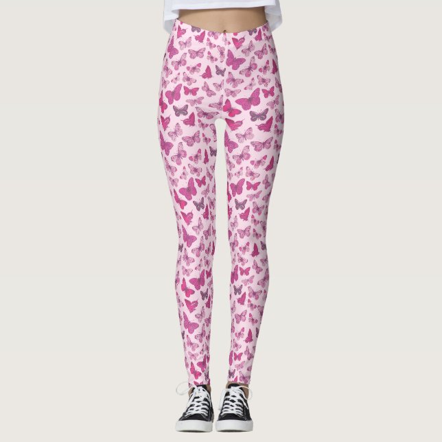 Leggings Motif papillon rose mignon (Devant)