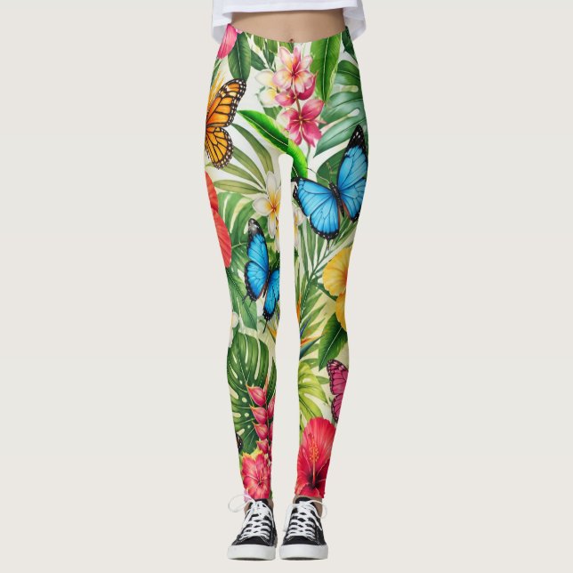 Leggings Motif Papillon Tropical (Devant)