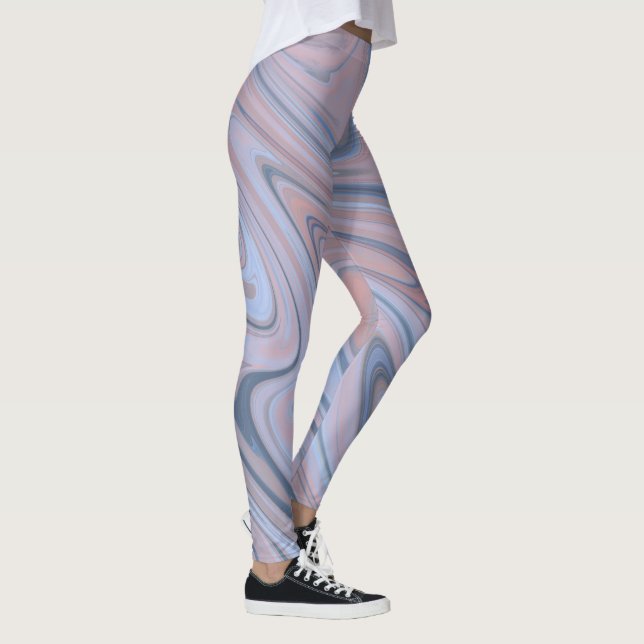 Leggings Motif Pastel Bleu Rose Marbré Liquide (Droite)