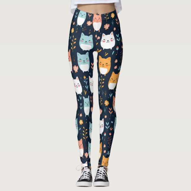 Leggings Motif Pastel Cats (Devant)