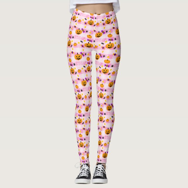 Leggings Motif pastel Pink Halloween (Devant)