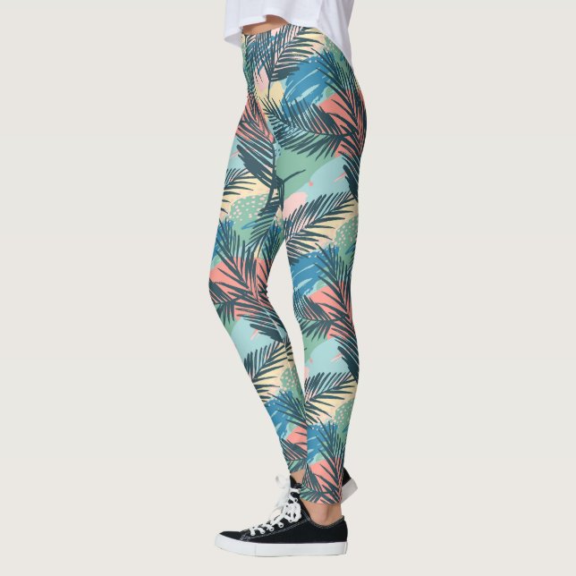 Leggings Motif Pastel Tropical Leaf (Gauche)
