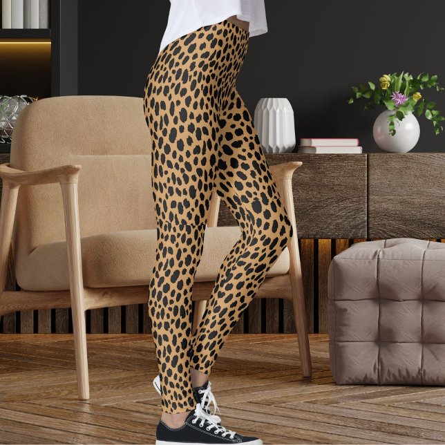 Leggings Motif peau de léopard de safari noir, brun et marr (Créateur téléchargé)