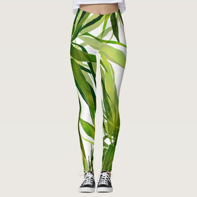 Leggings Motif peint à la main Feuille de palme (Devant)