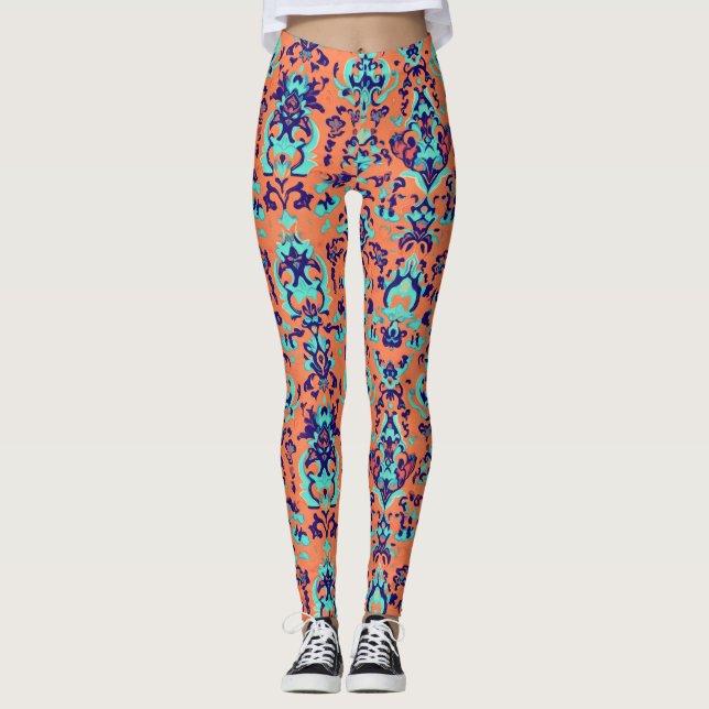 Leggings Motif perse orange (Devant)