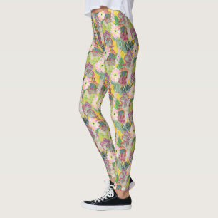 Leggings Motif péruvien de femme et de lama d'aquarelle