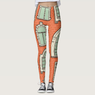Leggings Motif Pittoresque de fenêtre vintage