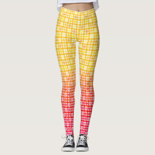 Leggings Motif plaid dégradé jaune rouge