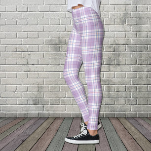 Leggings Motif Plaid Tartan de ressort violet