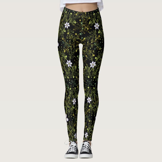 Leggings motif plante.10b BG noir (Devant)