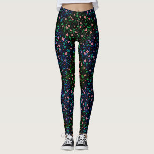 Leggings motif plante A10.b Black BG