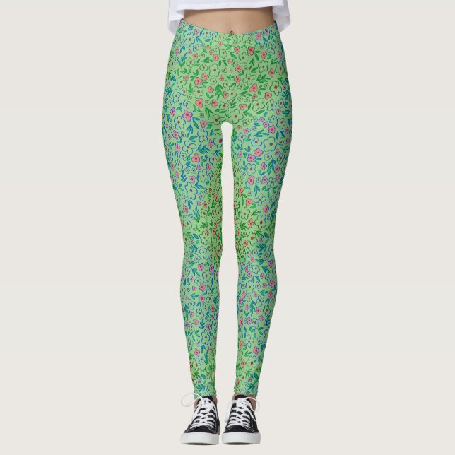 Leggings motif plante A10.b LGreen BG (Devant)
