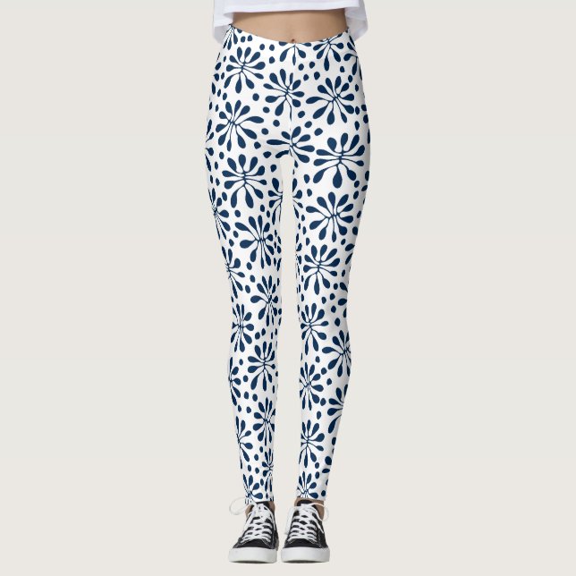 Leggings Motif Plante stylisé 020818 - Bleu marine #002750 (Devant)