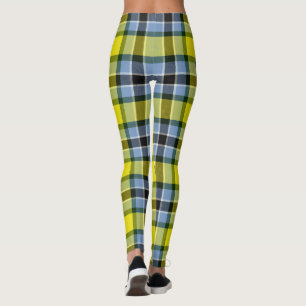 Leggings Motif plat moderne bleu et jaune Tartan