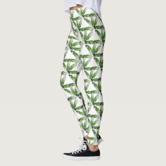 Leggings - Motif Plume Verte