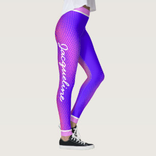 Leggings Motif point rose avec nom sur VIOLET LUMINEUX
