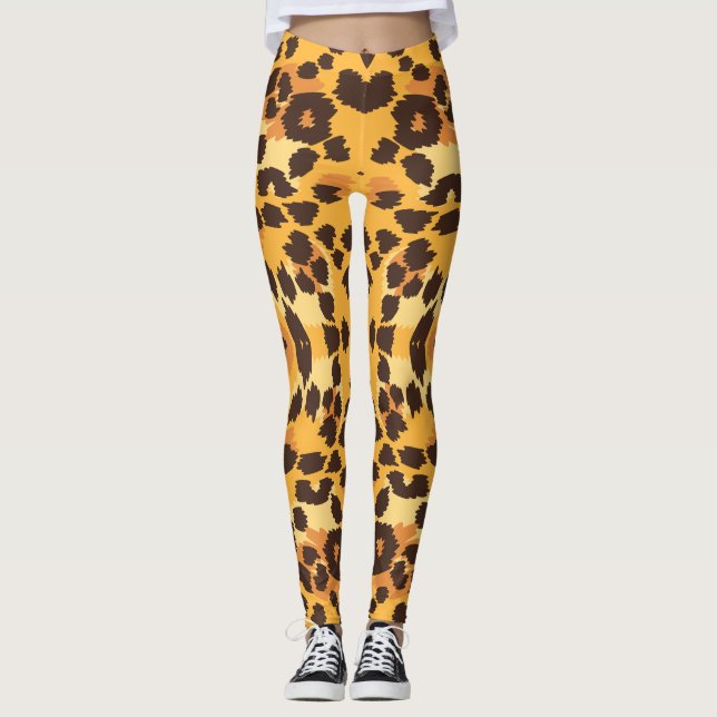 Leggings Motif points Léopard Chat Orange Marron Safari Ani (Devant)