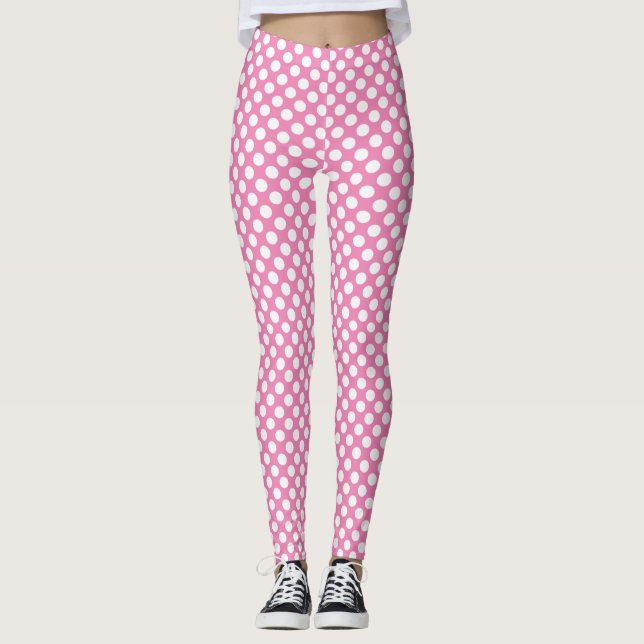 Leggings Motif pois blanc élégant sur rose (Devant)