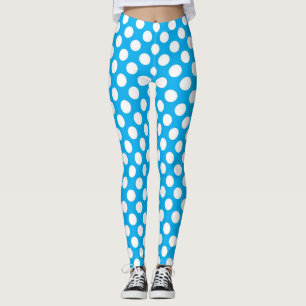 Leggings Motif pois bleu et blanc