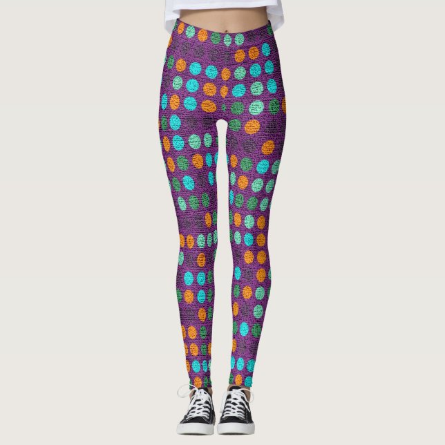 Leggings Motif Pois couleur rétro #2 (Devant)