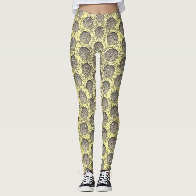 Leggings Motif Pois jaune et gris (Devant)