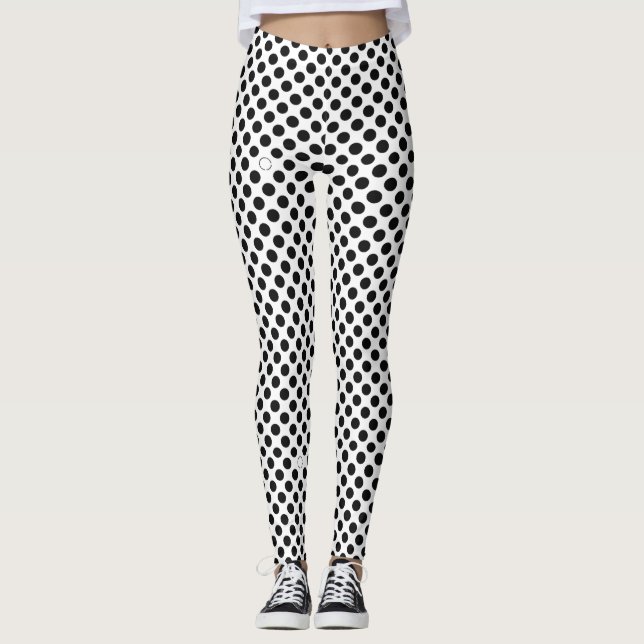 Leggings Motif pois noir sur blanc (Devant)