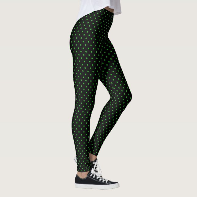 Leggings Motif Pois noir vert (Droite)
