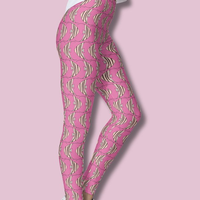 Leggings Motif Poisson Rose (Fish Angel Fish patterned leggings)