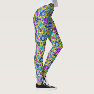 Leggings Motif Poka en bleu rose Turquoise -