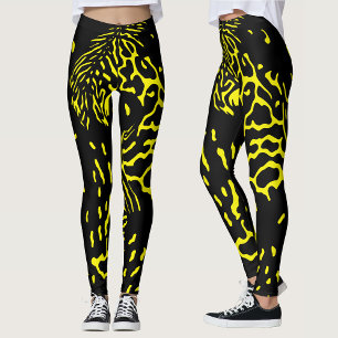 Leggings Motif Poster de animal Abstrait noir cool