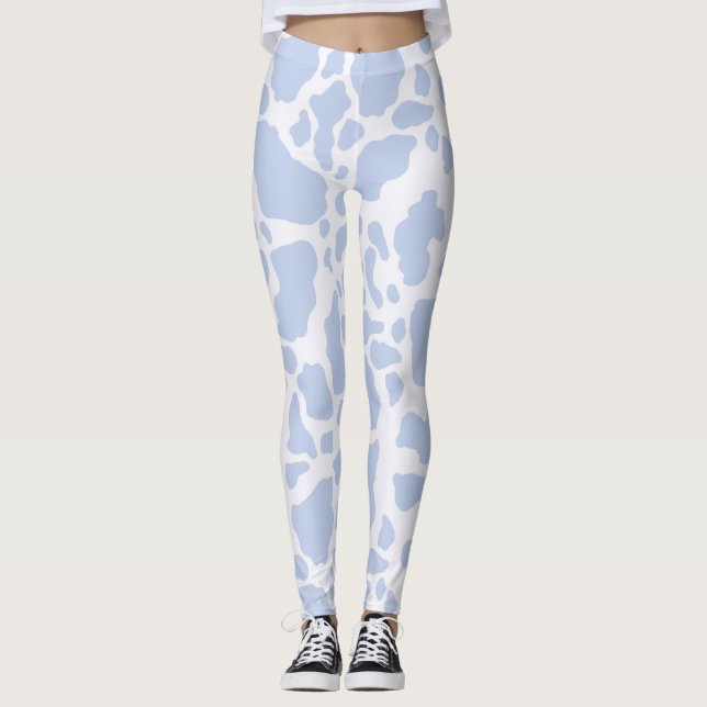 Leggings Motif Poster de animal des points de vache bleu (Devant)