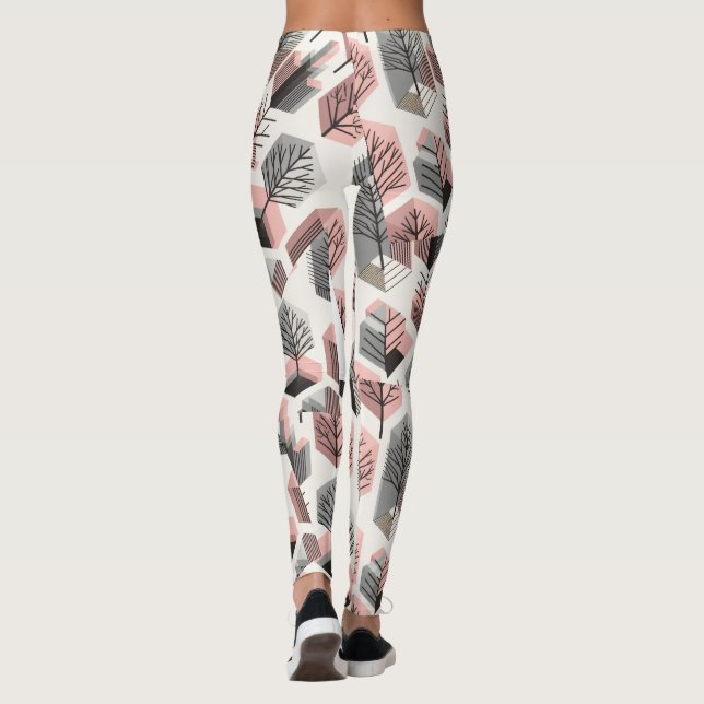 Leggings Motif prismatique arbre patchwork gris rose atomiq (Dos)