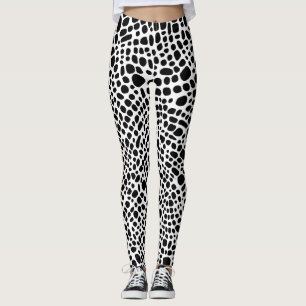 Leggings Motif psychédélique noir et blanc
