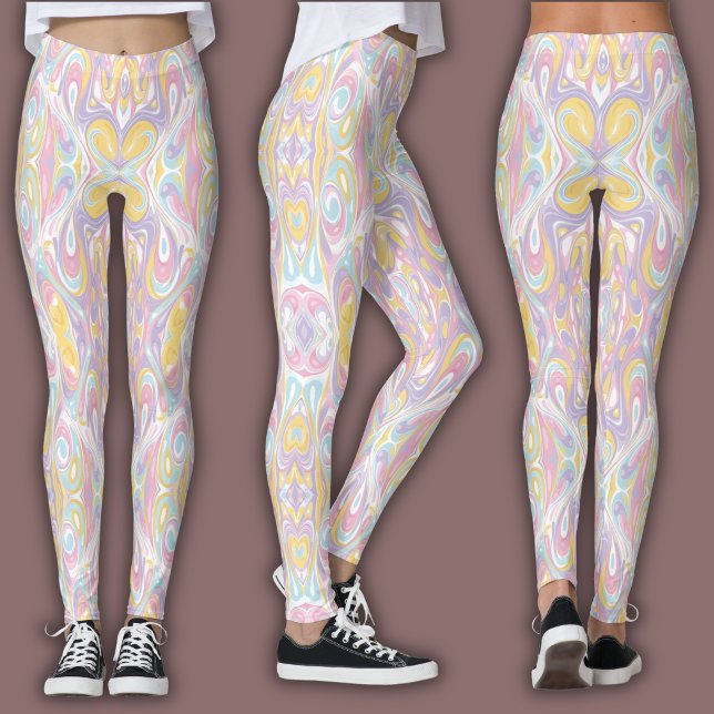 Leggings Motif Psychédélique Pastel | Marbre Liquide Groovy (Créateur téléchargé)