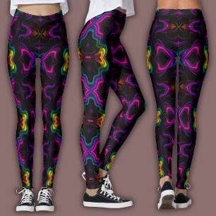 Leggings Motif Psychédélique Vibrant Kaléidoscope Néon