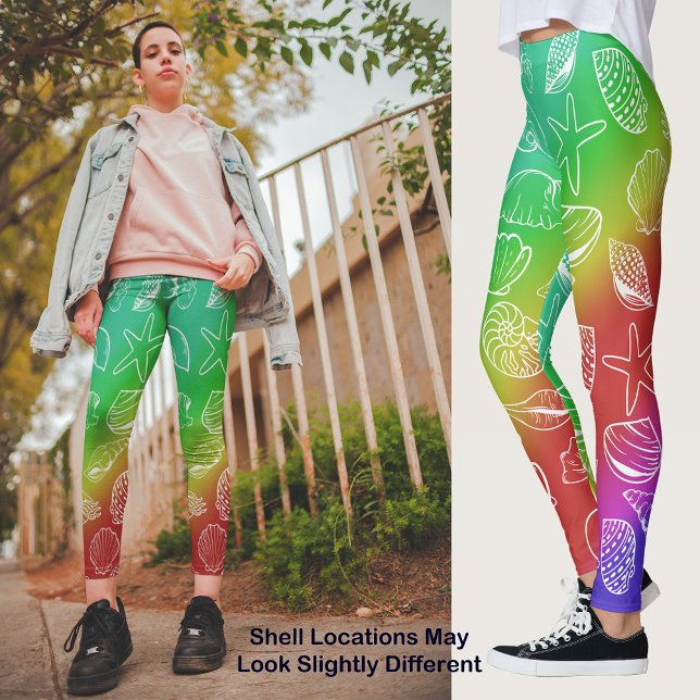 Leggings Motif Rainbow Shellfish (Rainbow Shellfish Pattern Leggings)