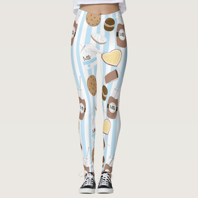 Leggings Motif rayé bleu Cookies & Milk (Devant)