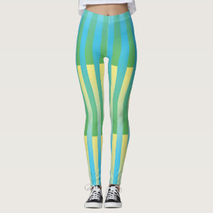 Leggings Motif rayé bleu jaune vert