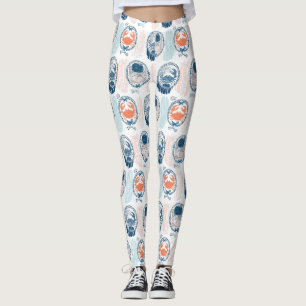 Leggings Motif rayé bleu orange crabe marin côtier