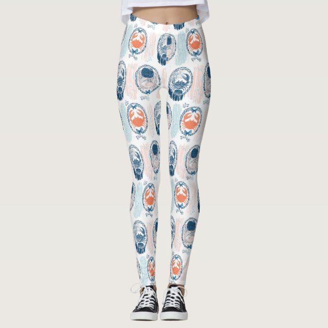 Leggings Motif rayé bleu orange crabe marin côtier (Devant)