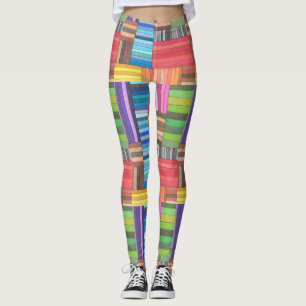 Leggings Motif rayé géométrique coloré en arc-en-ciel