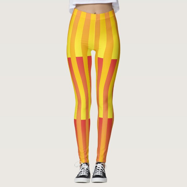 Leggings Motif rayé jaune orange (Devant)