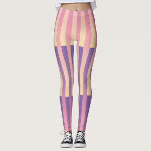 Leggings Motif rayé jaune violet rose