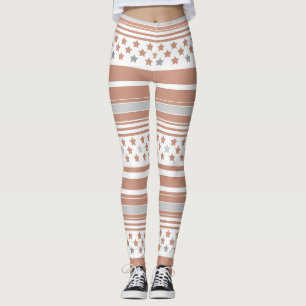 Leggings Motif rayé marron avec étoiles