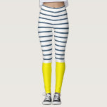 Leggings Motif rayé moderne<br><div class="desc">Décor moderne blanc,  bleu et jaune rayé motif</div>