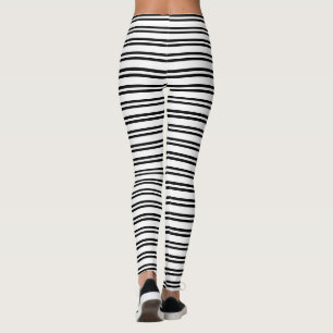 Leggings Motif rayé noir et blanc de rayures horizontales