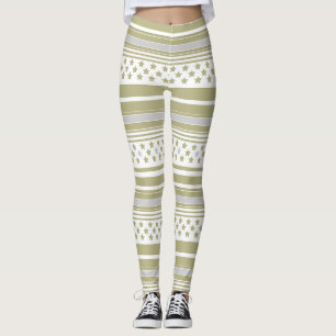 Leggings Motif rayé olive avec étoiles